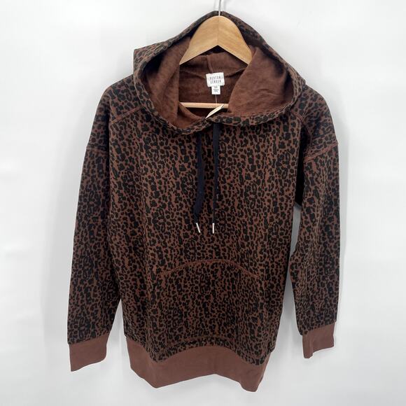 EVEREVE NWT Peyton Jensen Brown Leopard Print Erin Tunic Hooded Sweatshirt // XS - Picture 4 of 10